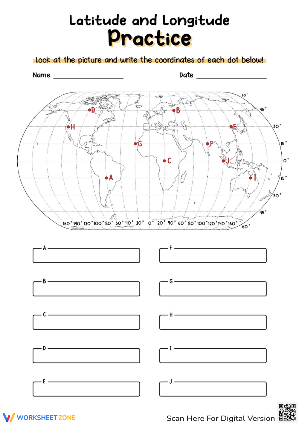 Printable Latitude And Longitude Worksheets pertaining to Latitude and Longitude Free Printable Worksheets