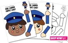 Printable Mail Carrier Paper Bag Puppet Template – Simple Mom Project intended for Free Printable Community Helper Puppets Template