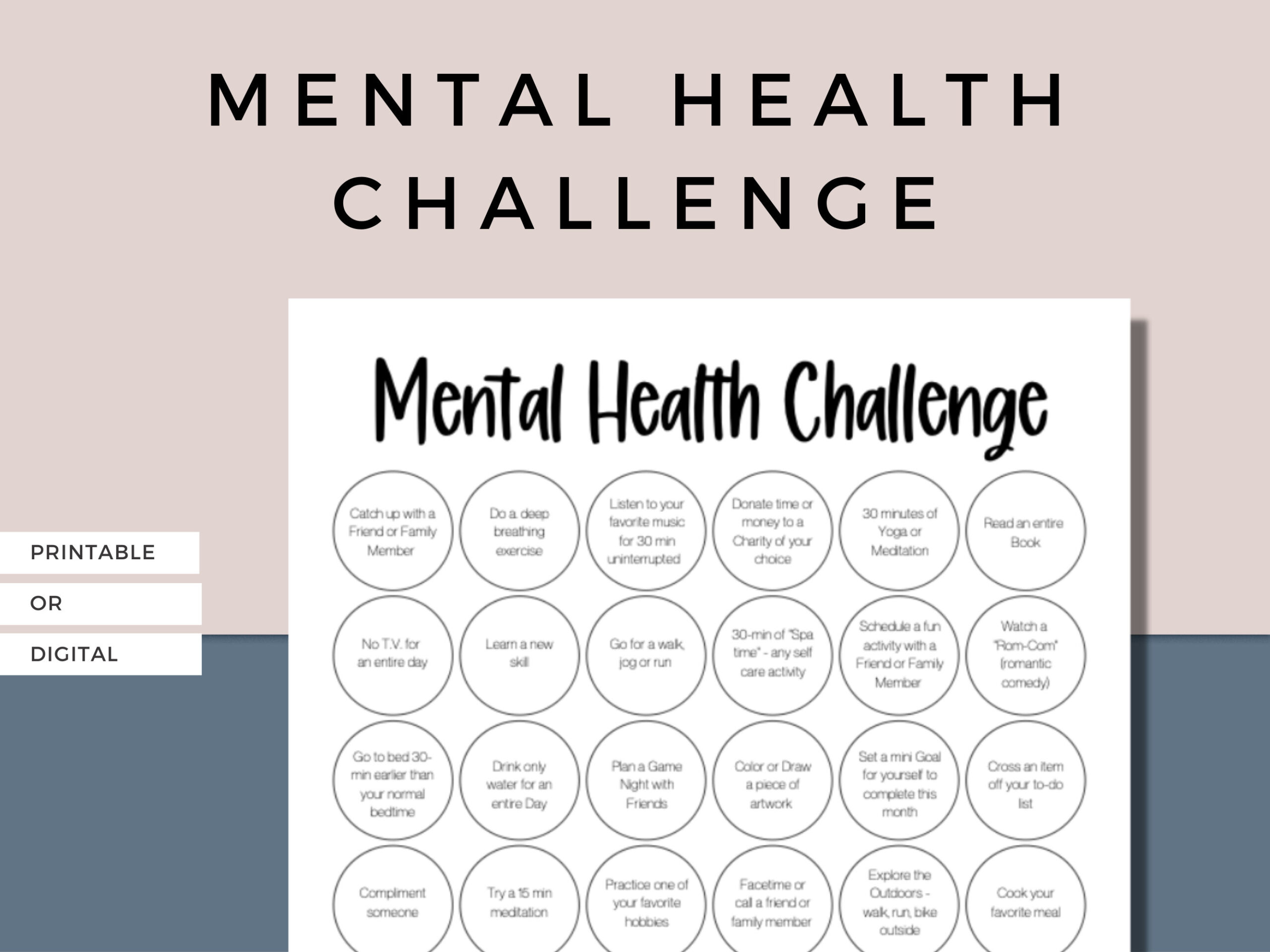 Printable Mental Health Game, Self Care Bingo, Mental Health regarding Mental Health Bingo Cards