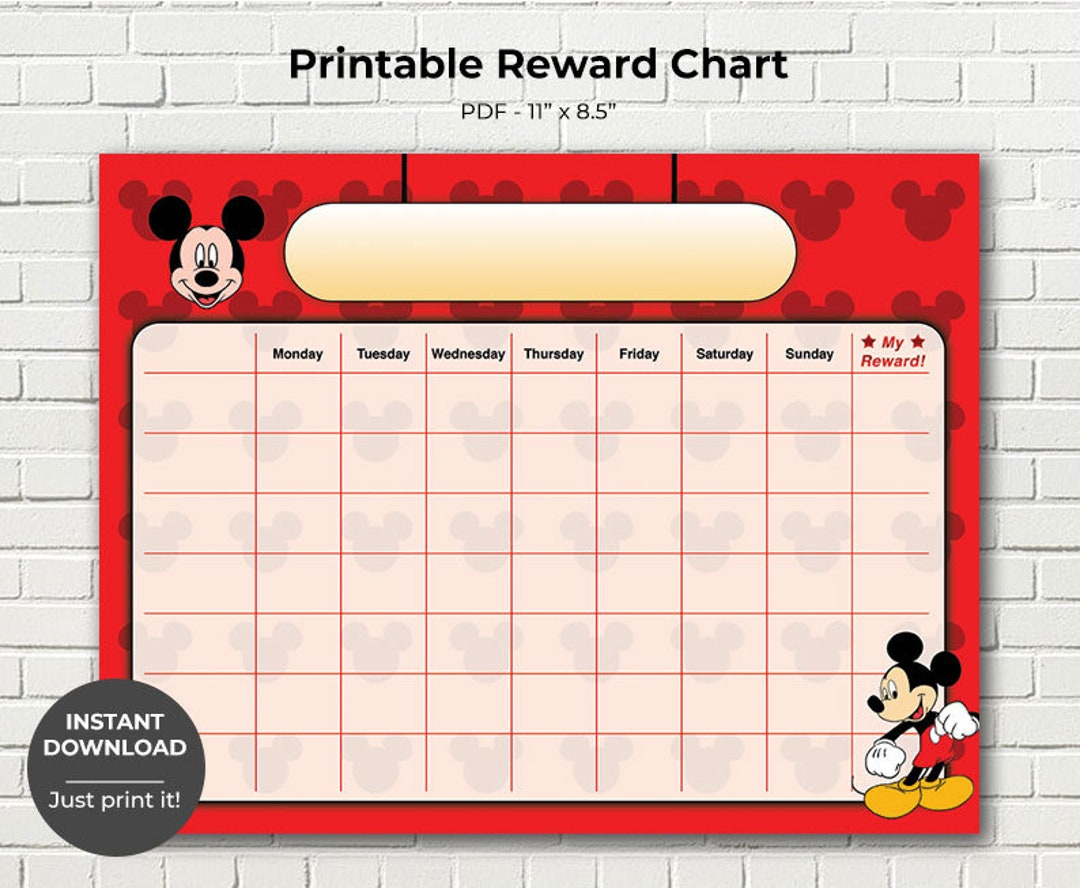 Printable Mickey Mouse Reward Chart, Potty Training Chart in Free Printable Mickey Mouse Potty Training Chart
