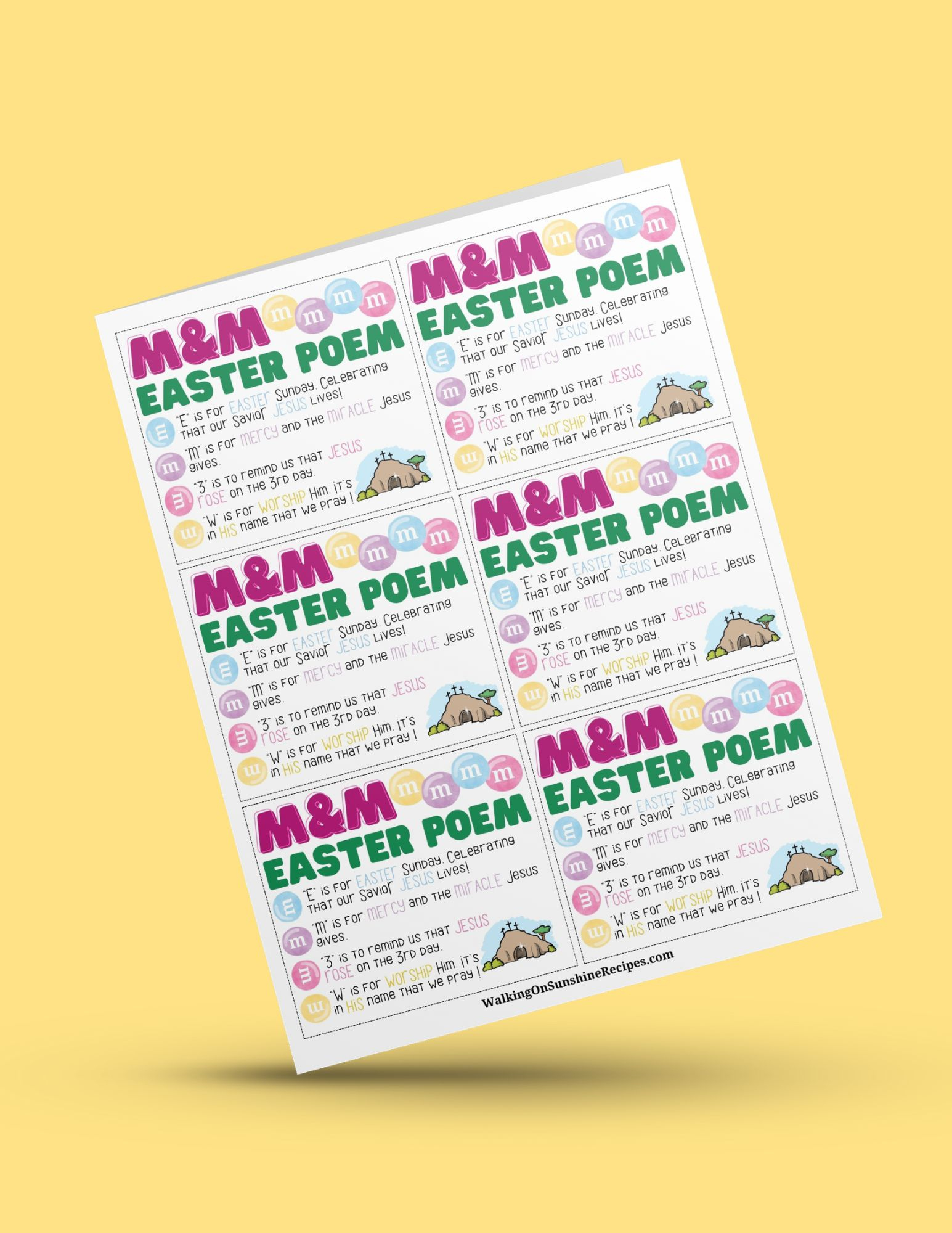 Printable M&amp;amp;M Easter Poem Cards throughout Free Printable M M Easter Poem