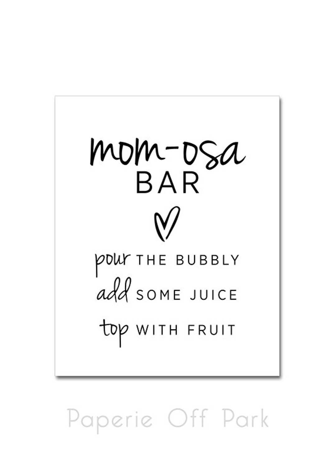 Printable Mom-Osa Bar Sign - 8X10 - Baby Shower Sprinkle Gender regarding Mom Osa Bar Printable Free