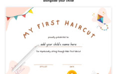 Printable My First Haircut Certificate, First Haircut Keepsake For with Free Printable First Haircut Certificate