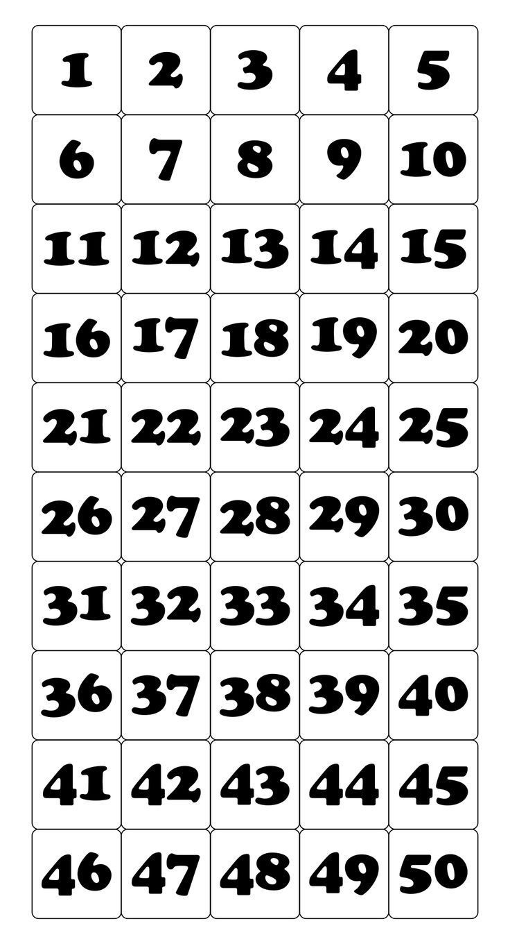Printable Number Cards 1 50 | Printable Numbers, Number Grid with Printable Numbers 1 40