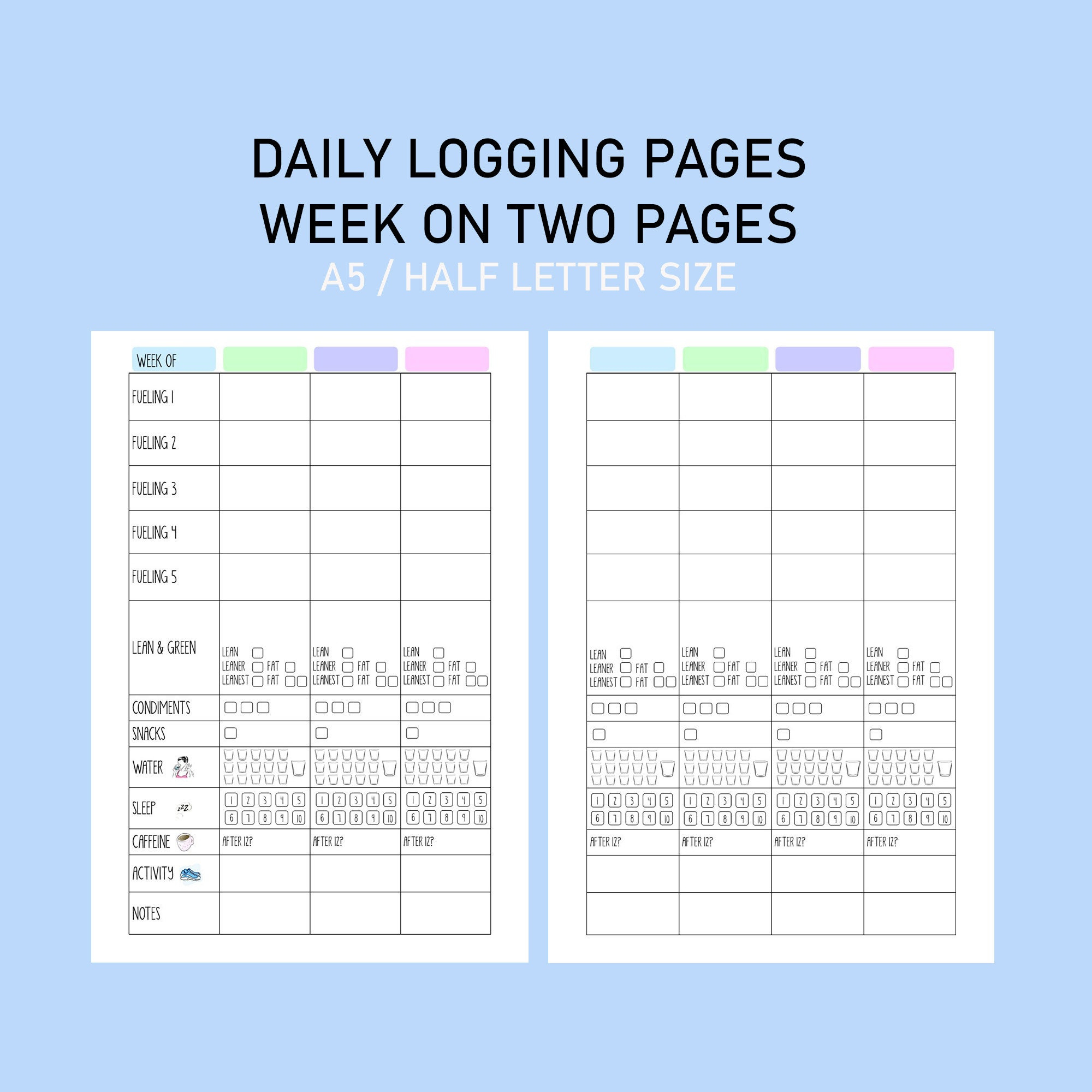 Printable Optavia 5-1 Food Diary / Weight Loss Journal / Digital within Printable Optavia Tracking Sheets Free
