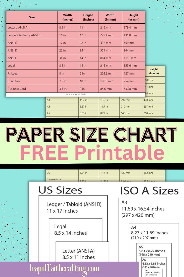 Printable Paper Size Chart (Free!) pertaining to Paper Size Chart Printable