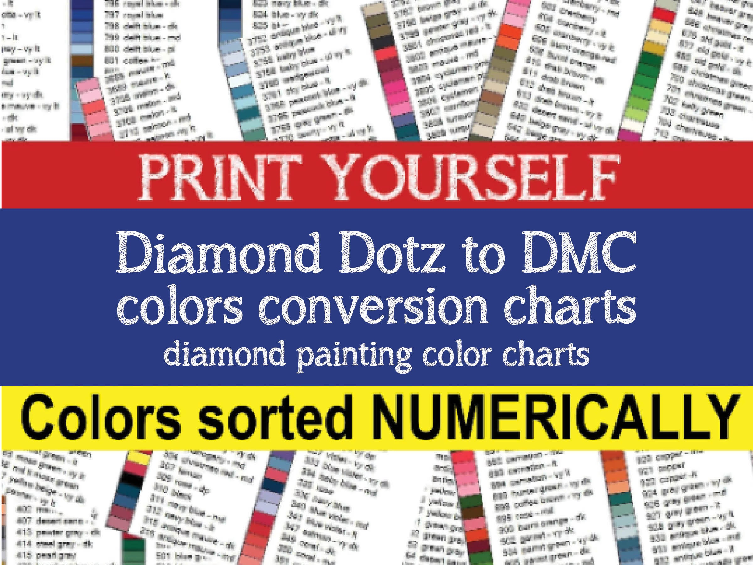 Printable Pdf Diamond Dotz To Dmc Colors Conversion Charts Diamond for Free Printable Diamond Dotz Color Chart