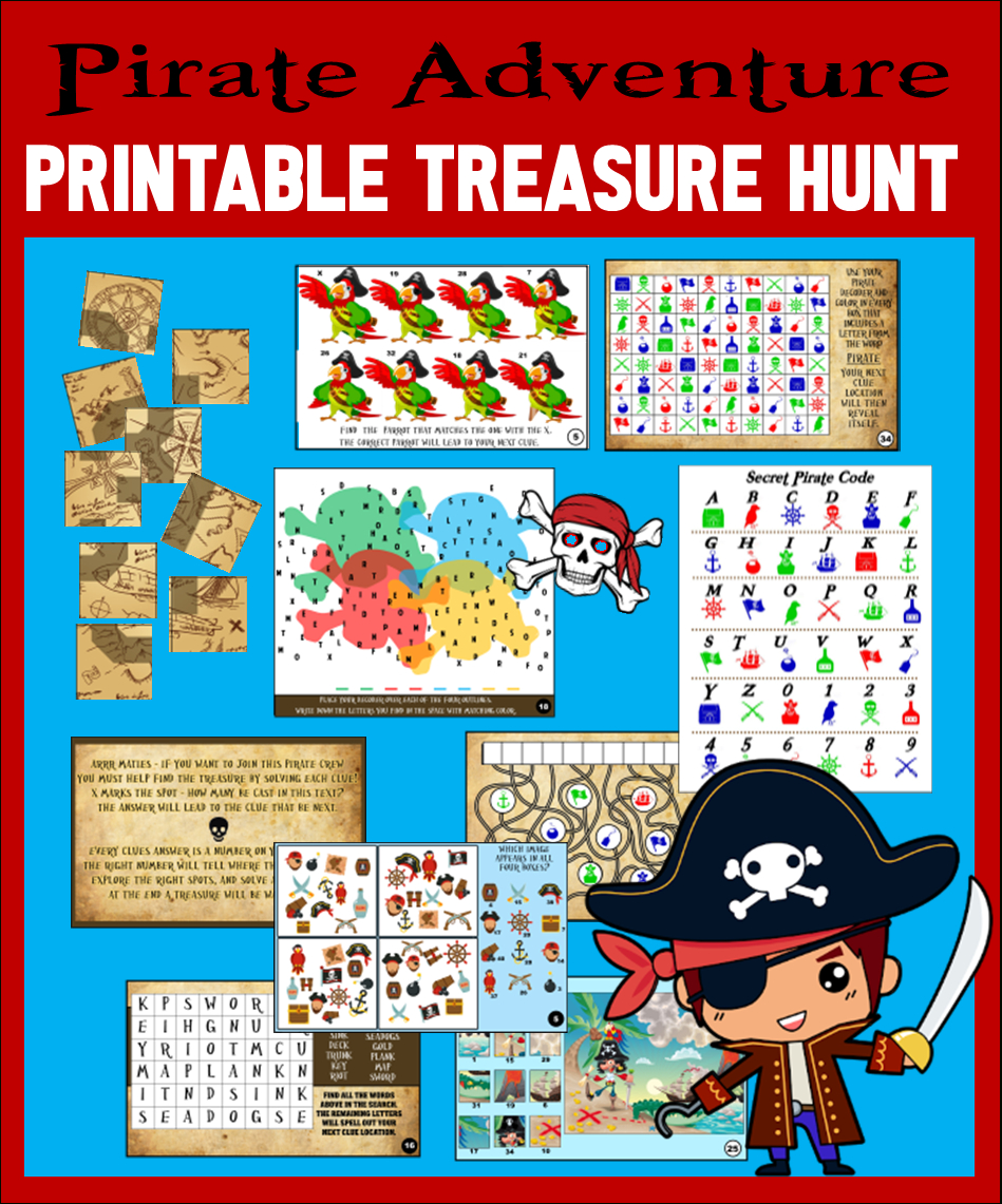 Printable Pirate Party Treasure Hunt! for Pirate Scavenger Hunt Free Printable