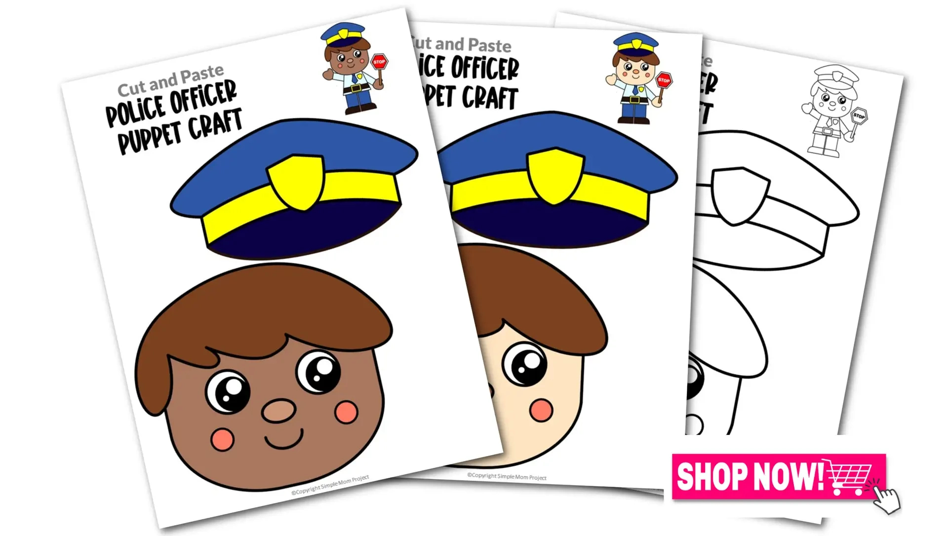 Printable Police Officer Paper Bag Puppet Template – Simple Mom intended for Printable Police Officer Puppet Template