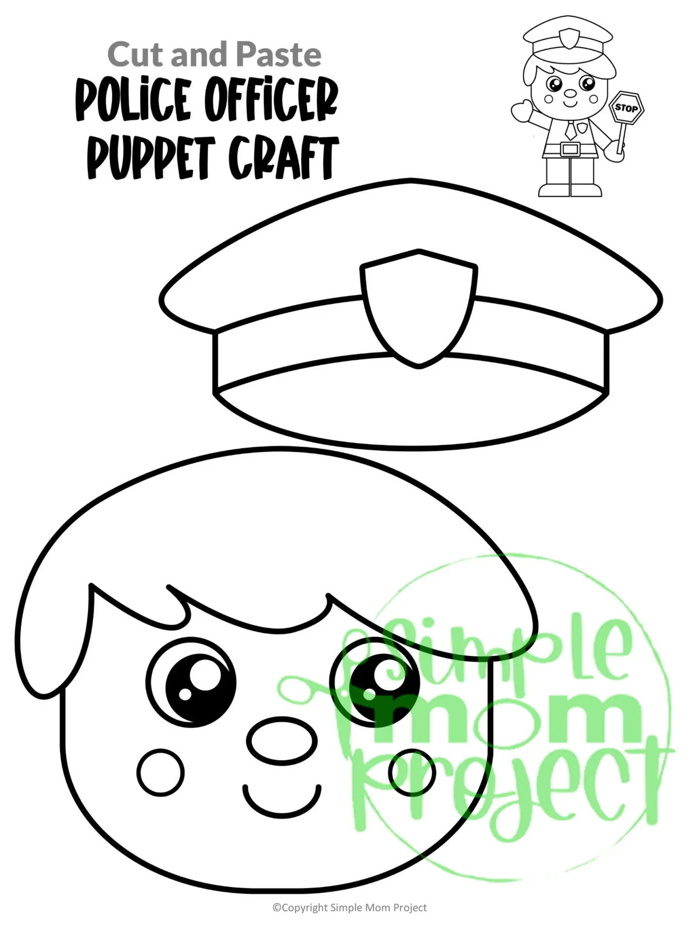 Printable Police Officer Paper Bag Puppet Template – Simple Mom pertaining to Printable Police Officer Puppet Template