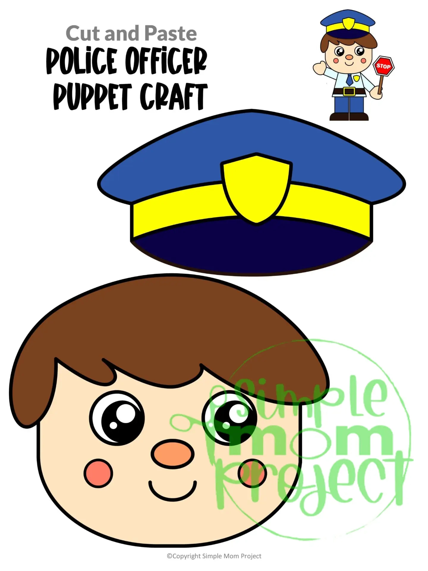 Printable Police Officer Paper Bag Puppet Template – Simple Mom within Printable Police Officer Puppet Template