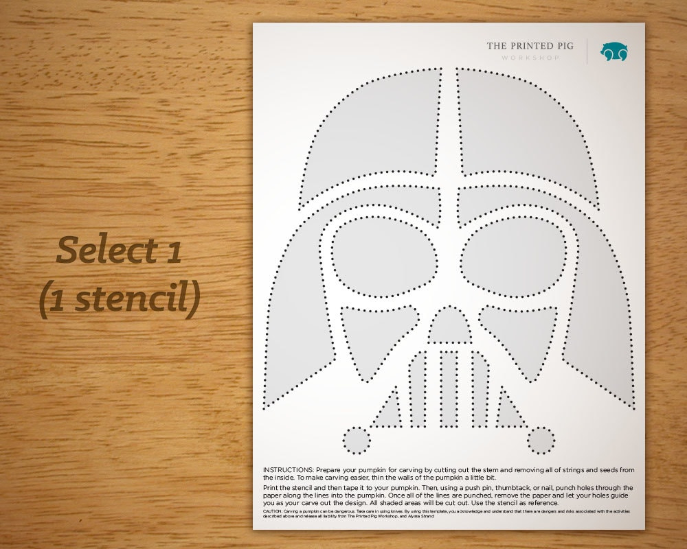 Printable Pumpkin Carving Pattern: Star Wars, Darth Vader - Etsy inside Darth Vader Stencil Printable