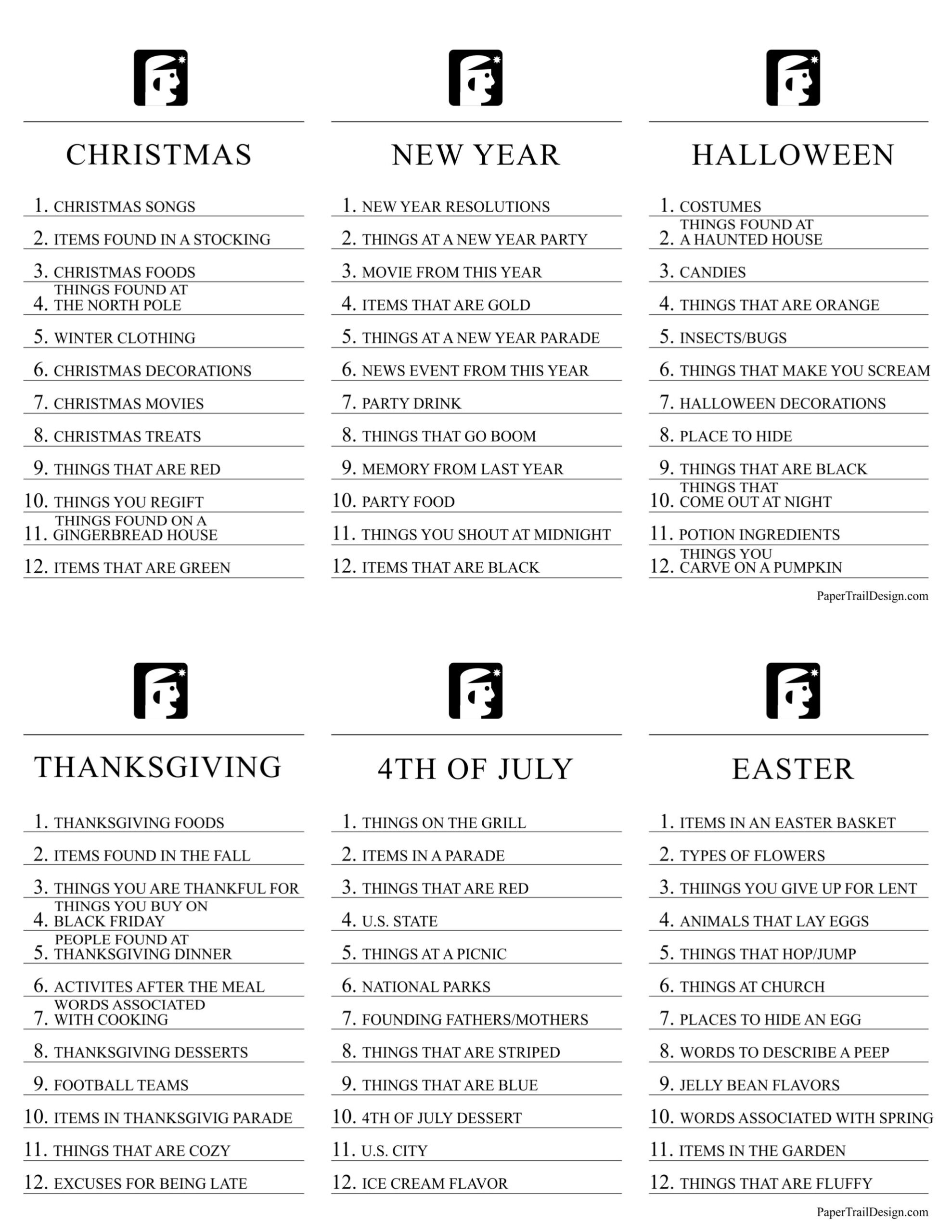 Printable Scattergories Game - Paper Trail Design for Free Printable Scattergories Lists Printable