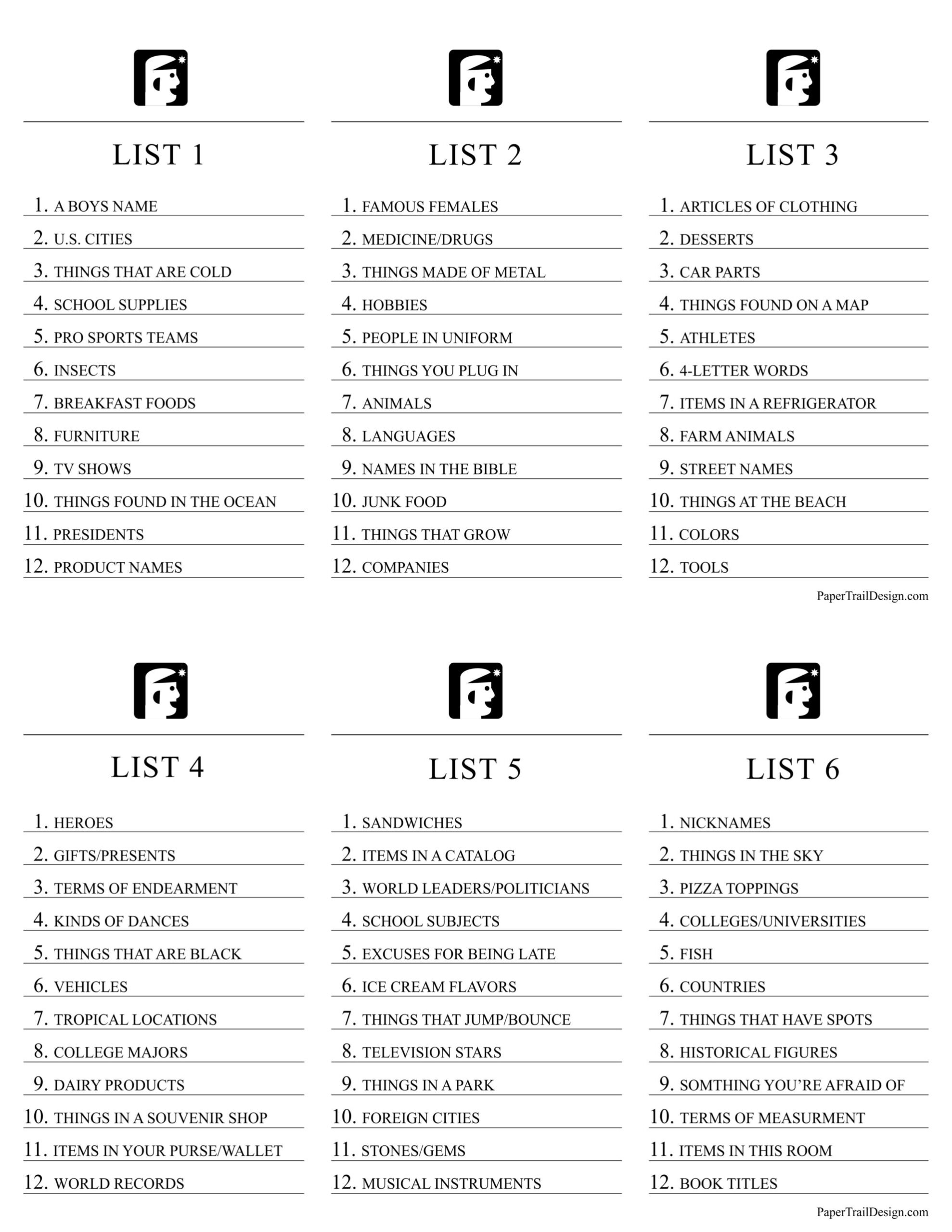 Printable Scattergories Game - Paper Trail Design regarding Free Printable Scattergories Printable Sheets