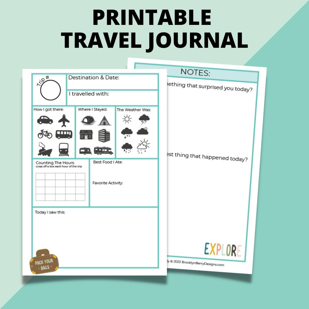 Printable Travel Journal For Kids - Brooklyn Berry Designs for Traveler&amp;amp;#039;s Notebook Free Printables