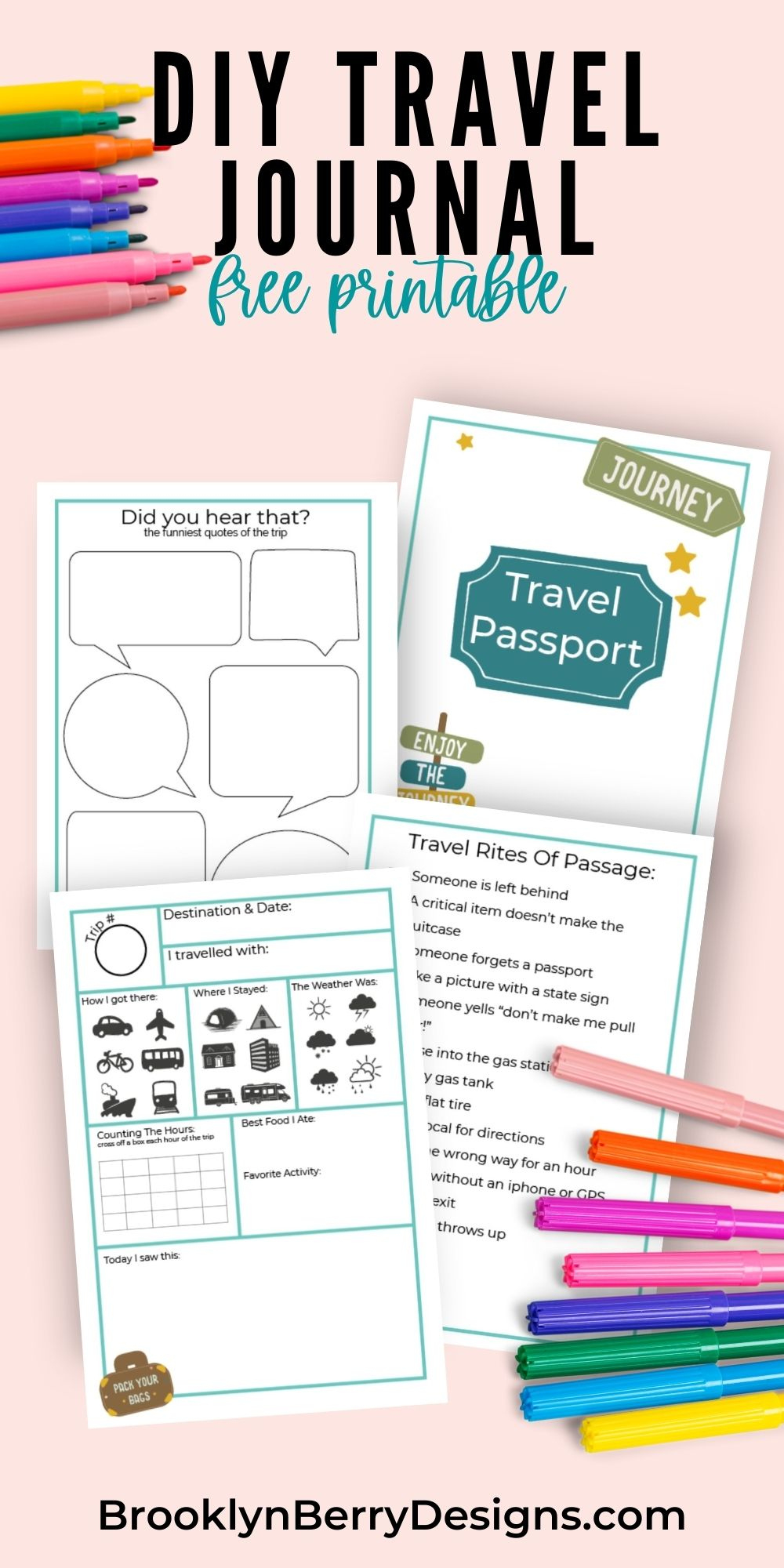 Printable Travel Journal For Kids - Brooklyn Berry Designs in Traveler&amp;#039;S Notebook Free Printables