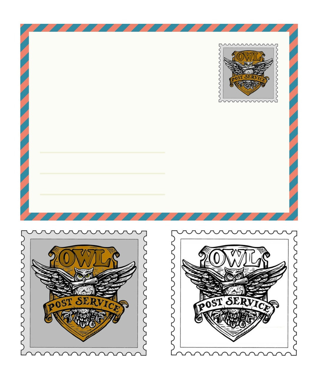 Printable Wizarding World Owl Post Stamp Service Mail Delivery with regard to Harry Potter Owl Post Printable