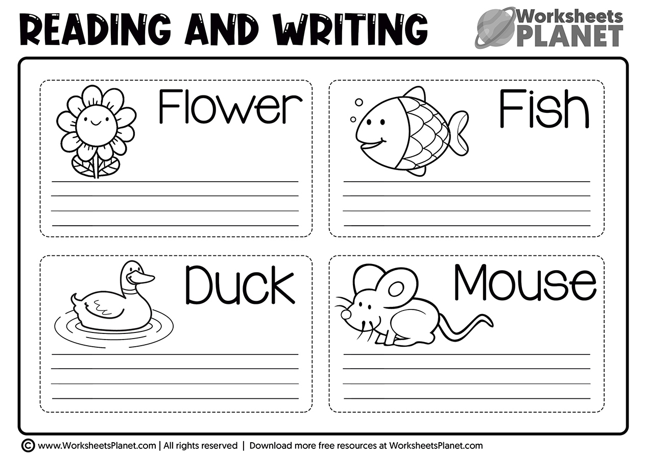 Printable Writing Kindergarten Worksheets in Writing Kindergarten Worksheets Printable