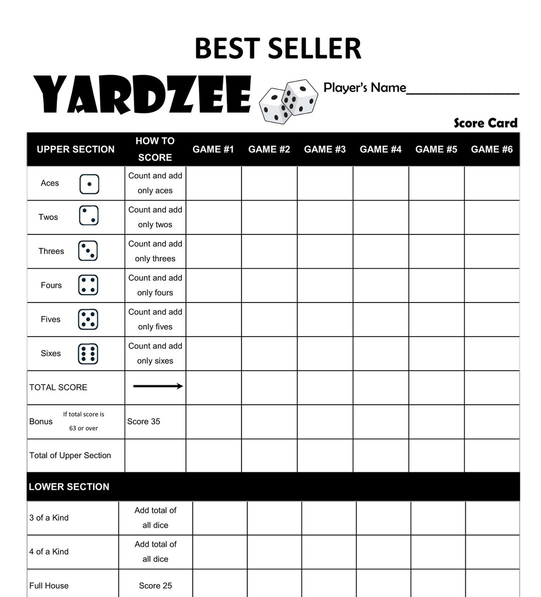 Printable Yardzee Yahtzee Laminated Score Sheet Scorecards With pertaining to Yardzee Rules Free Printable
