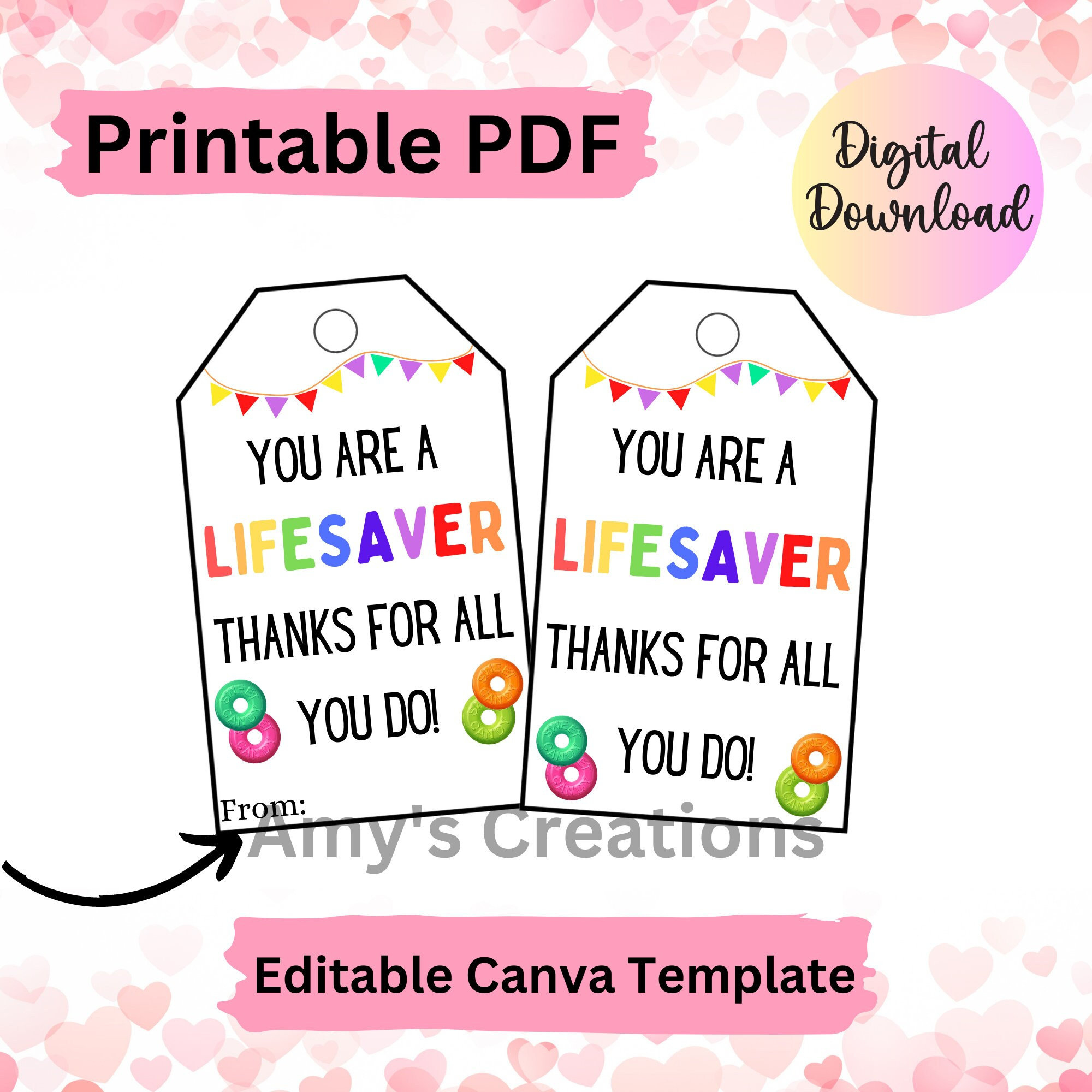 Printable You Are A Lifesaver Gift Tags - Teacher Nurse Staff Boss with regard to Free Printable Lifesaver Tags