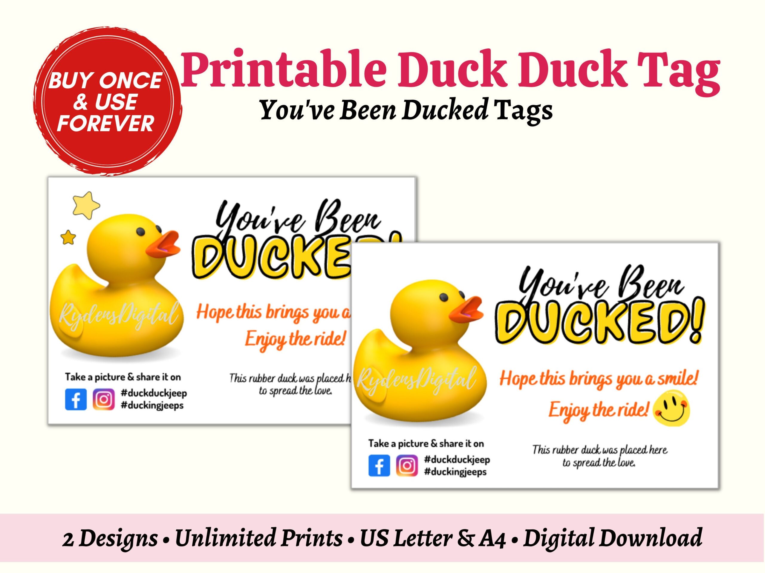 Printable You&amp;#039;Ve Been Ducked Tag, Duck Duck Tag, Ducking Tags, Pdf with regard to You Ve Been Ducked Tags Printable Free