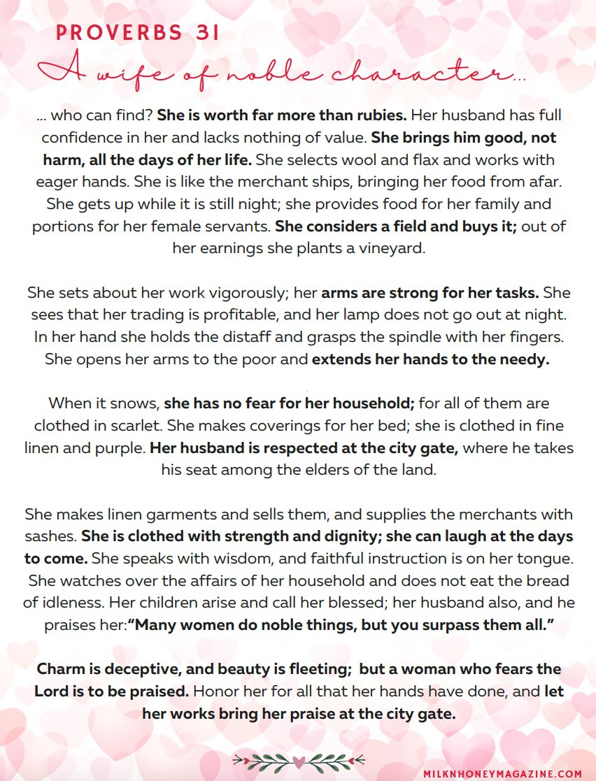 Proverbs 31 Printable | Milk &amp;amp; Honey Magazine with Proverbs 31 Free Printable