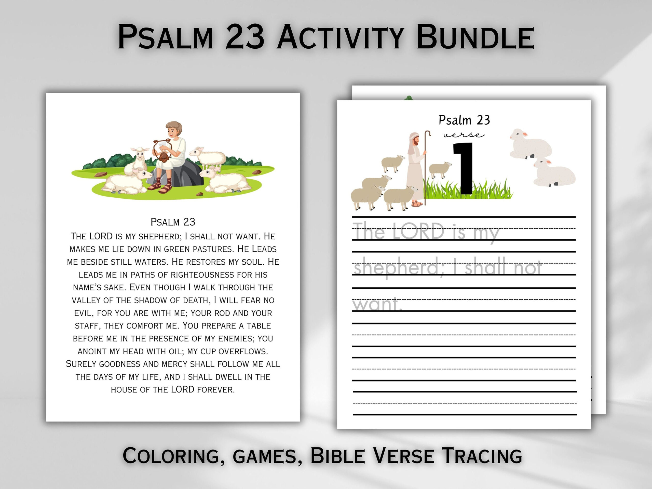Psalm 23 Printable Bible Memorization Worksheet Sunday School inside Printable Psalm 23 Activity Sheets