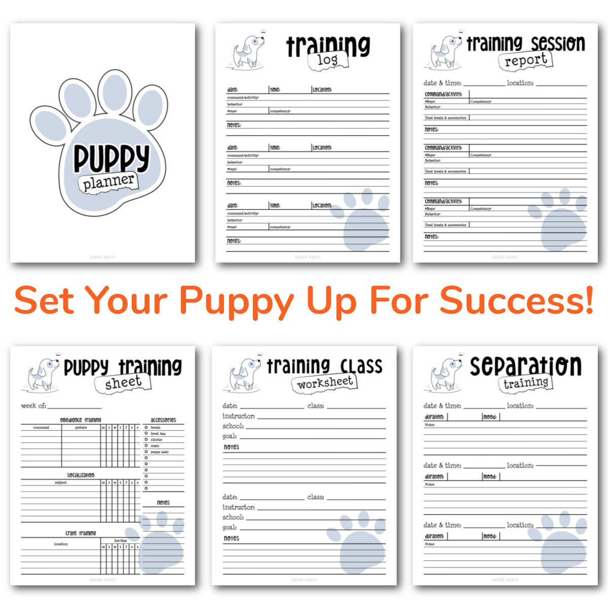 Puppy Planner Printables: 20 Pages - Savor + Savvy for Free Printable Dog Training Worksheets