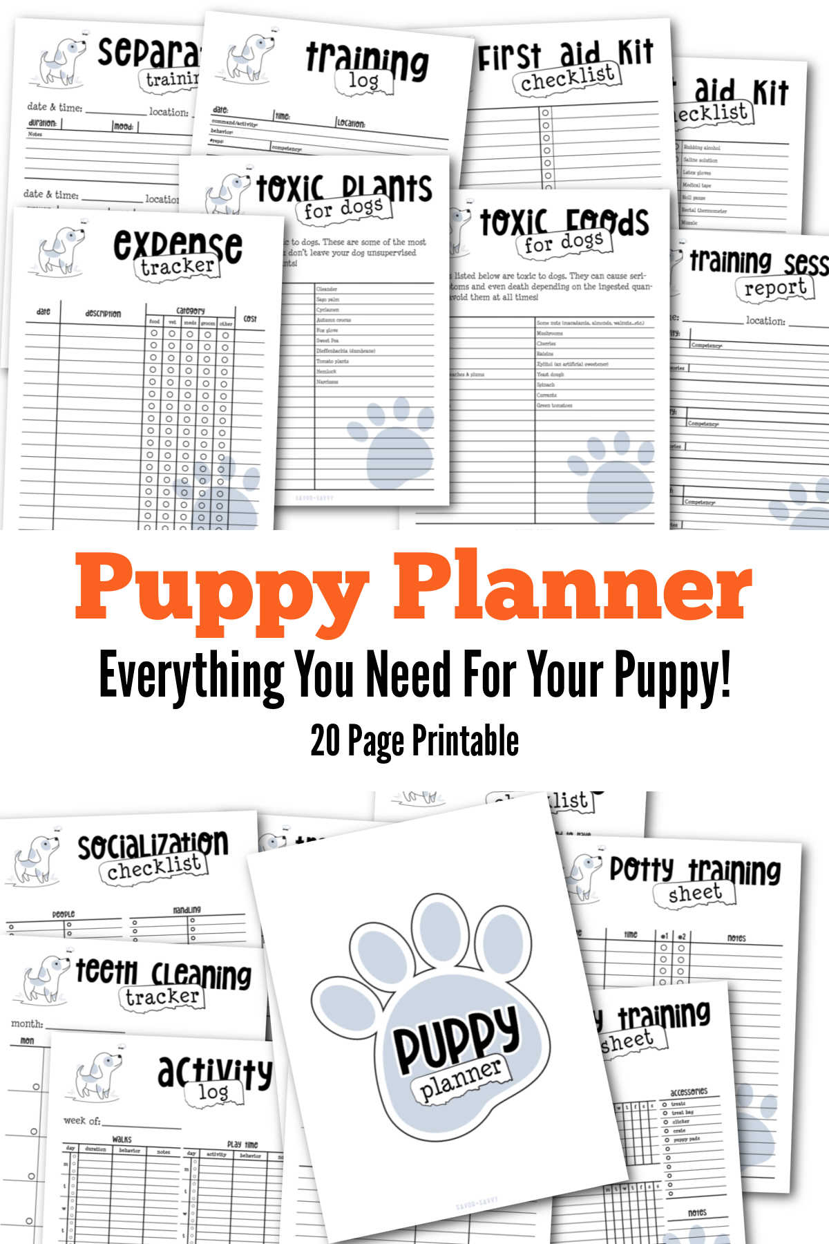 Puppy Planner Printables: 20 Pages - Savor + Savvy regarding Free Printable Dog Training Worksheets