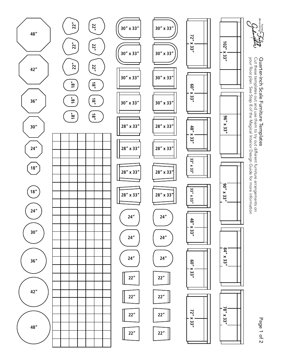 Quarter-Inch Scale Furniture Templates - Fairy Godmother Download with regard to 1 4 Inch Scale Furniture Templates Printable Free