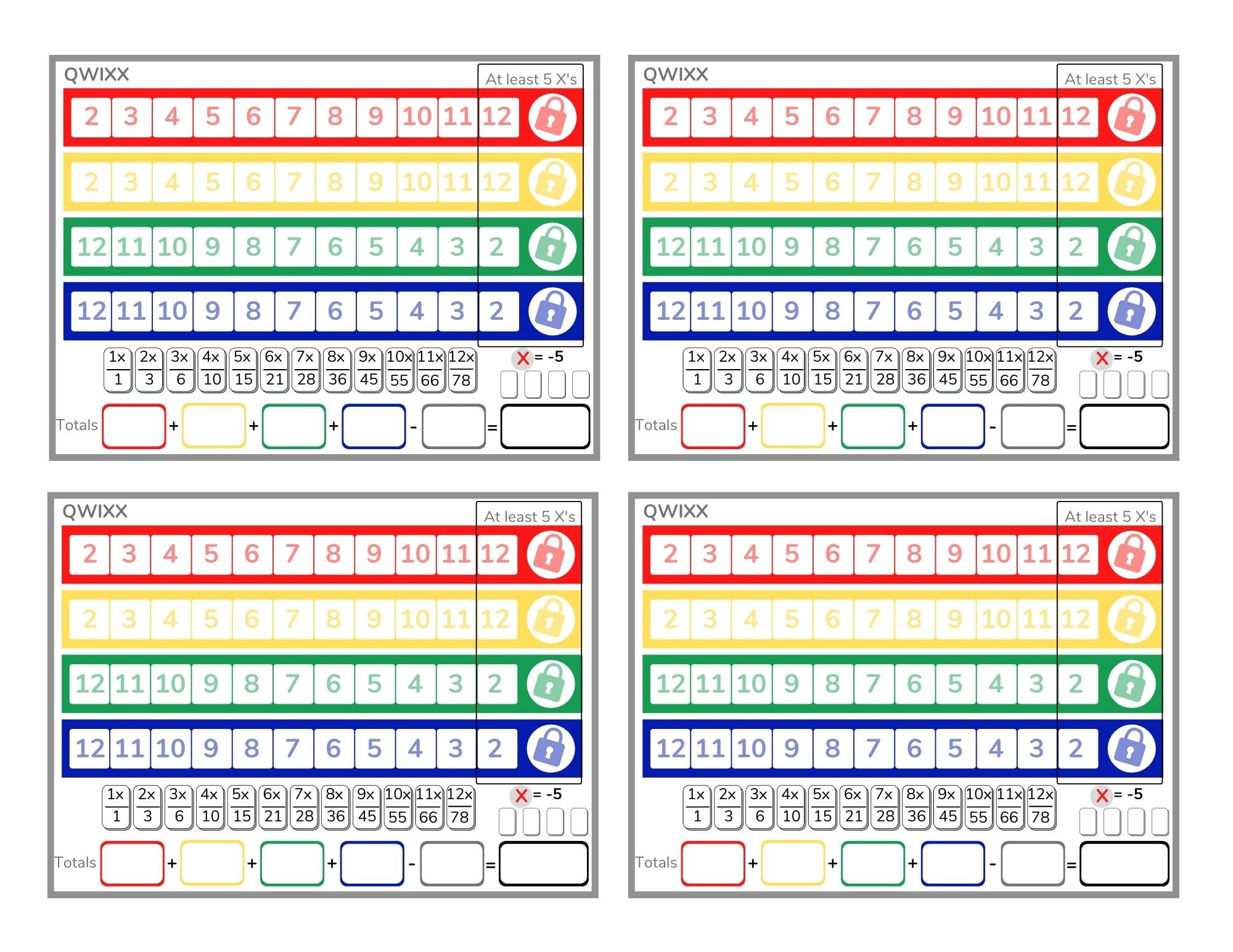 Quixx Score Sheets Zum Ausdrucken, Quixx Score Card Download with regard to Qwixx Score Sheets Printable Free