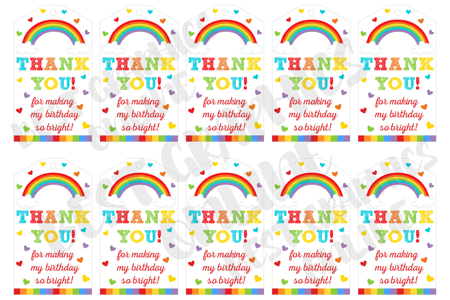 Rainbow Birthday Party Favor Tags, Printable Gift Tagsbest inside Free Printable Rainbow Gift Tags