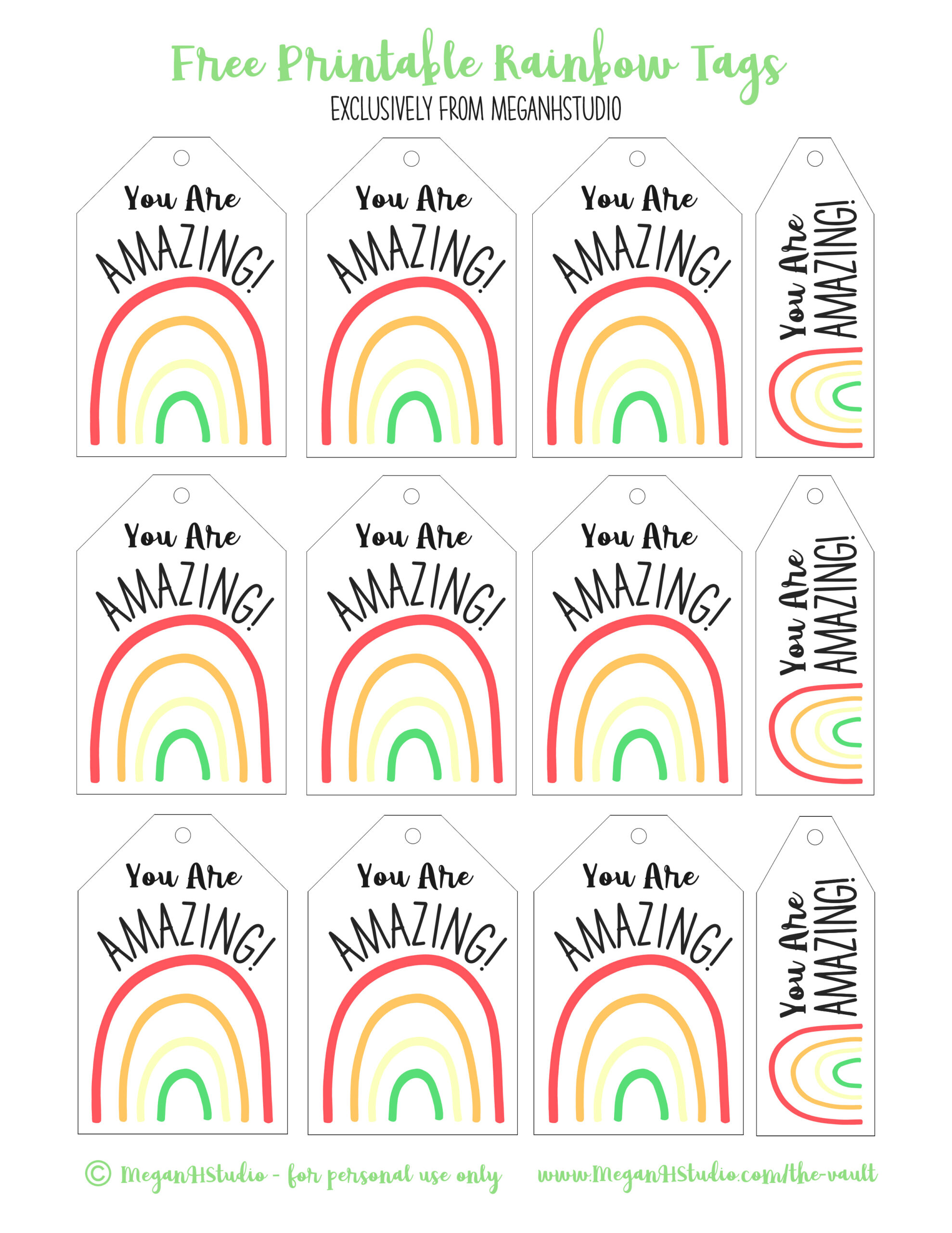 Rainbow Gift Tags - Meganhstudio with regard to Free Printable Rainbow Gift Tags