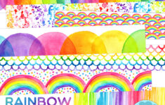 Rainbow Watercolor Bulletin Board Borders – Printable Classroom throughout Bulletin Board Printable Borders