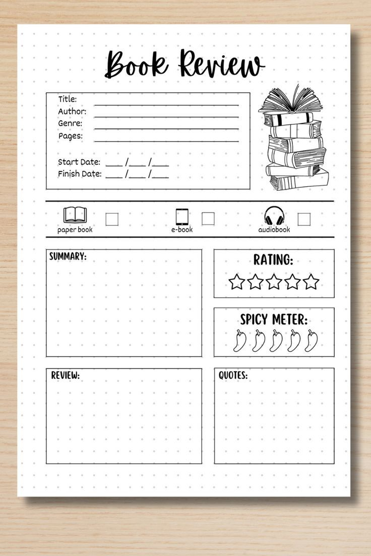 Reading Journal Bullet Journal Page Printable Tracker Book Review for Free Printable Reading Journal