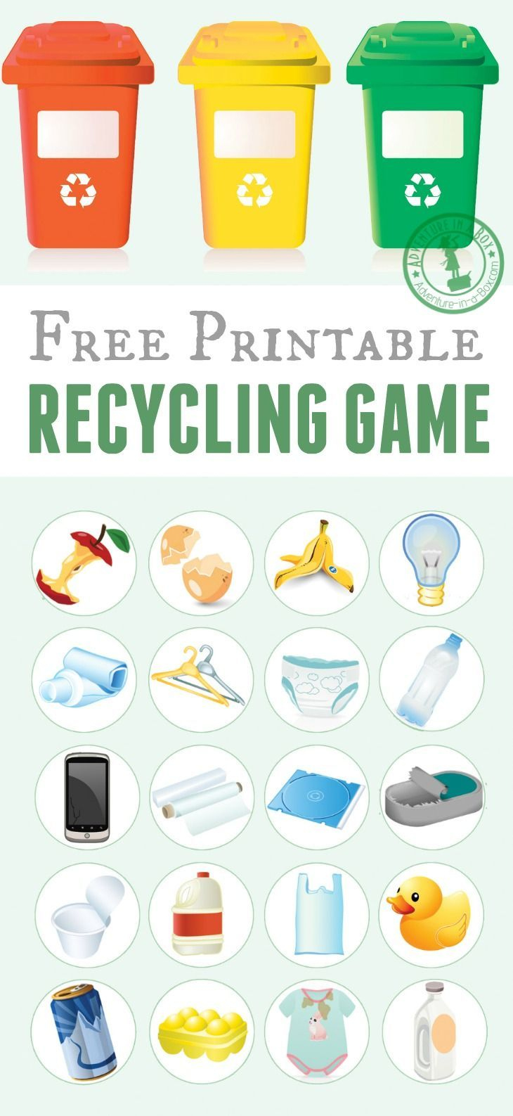 Recycling Sorting Game regarding Free Printable Recycling Sort