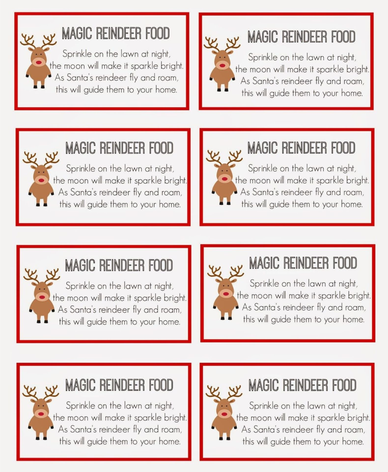 Reindeer Food Tags - 10 Free Pdf Printables | Printablee in Free Reindeer Food Printable