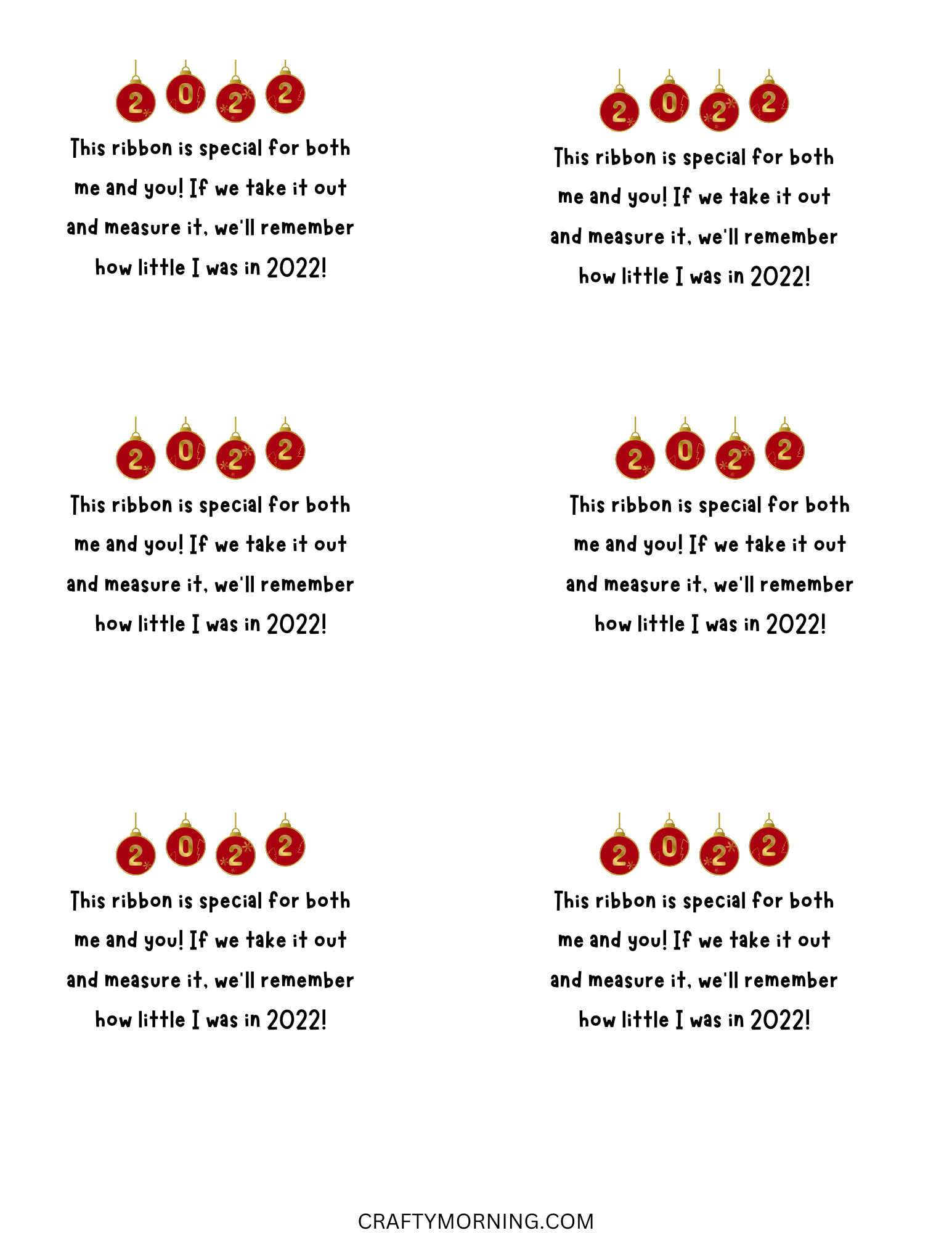 Ribbon Height Keepsake Ornament Idea - Crafty Morning in Free Printable Ribbon Height Poem Template