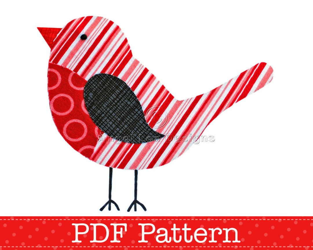 Robin Applique Template Pdf Pattern Christmas Robin Bird Animal with Printable Bird Applique Pattern