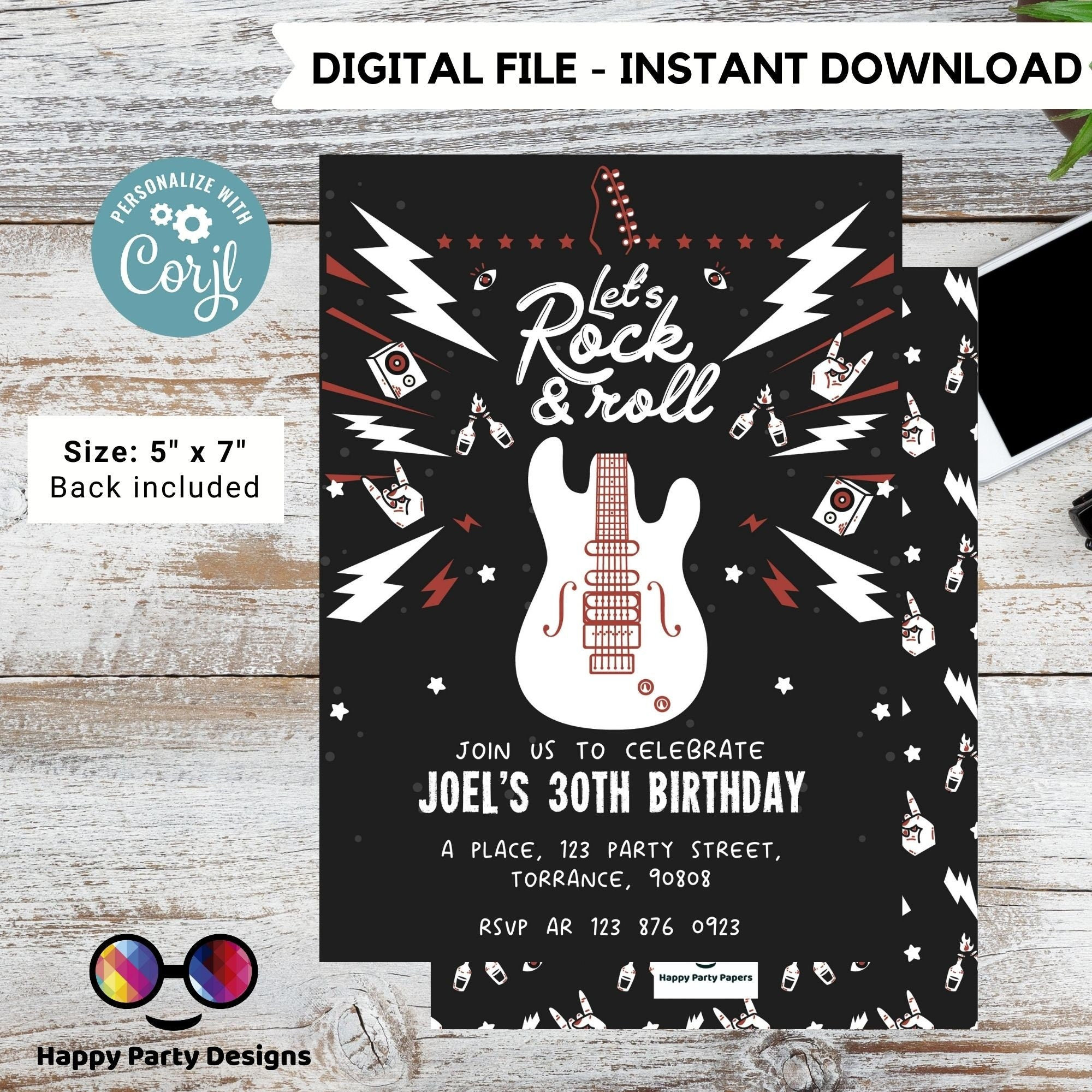 Rock &amp;#039;N Roll Birthday Invitation | Rock Star Party Invitation with regard to Free Printable Rock And Roll Invitation Templates