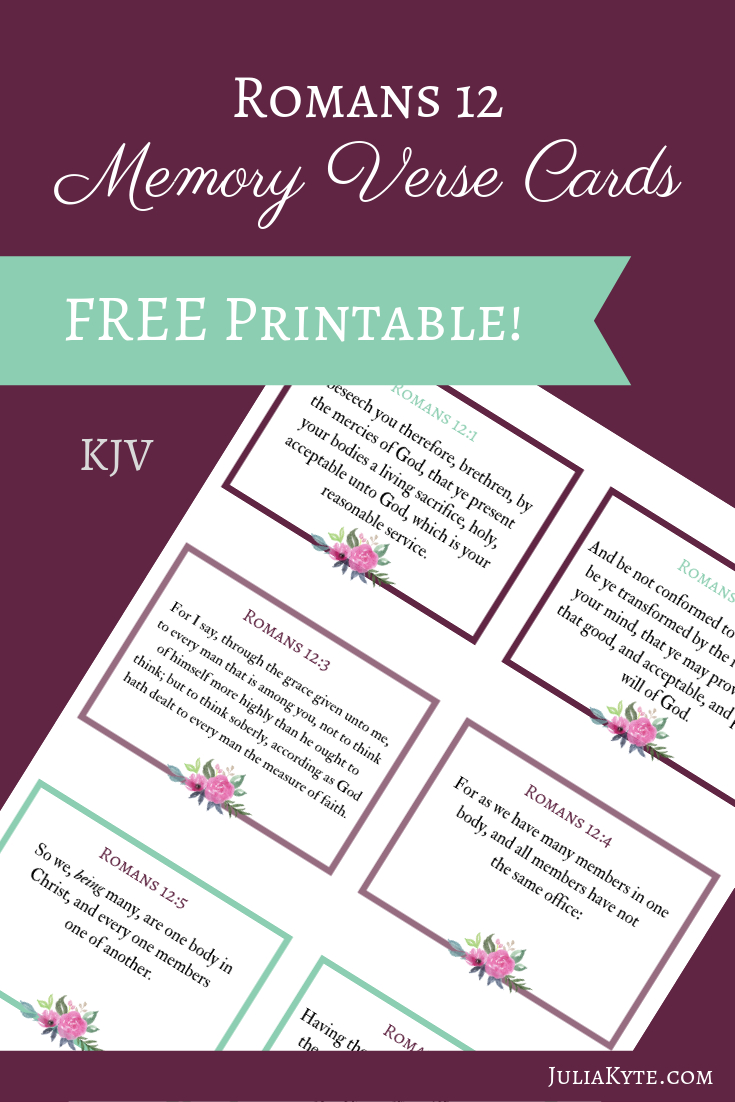 Romans 12 Printable Kjv Memory Verse Cards - Committing My Way in Free Printable Bible Study on Romans