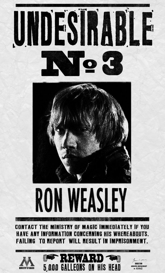 Ron Weasley : Undesirable No 3Kem2000 On Deviantart in Harry Potter Wanted Posters Printable