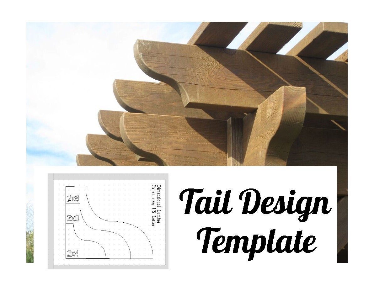 Roosevelt Pergola Tail Design Template - Etsy within 2x6 Printable Free Printable Pergola End Templates