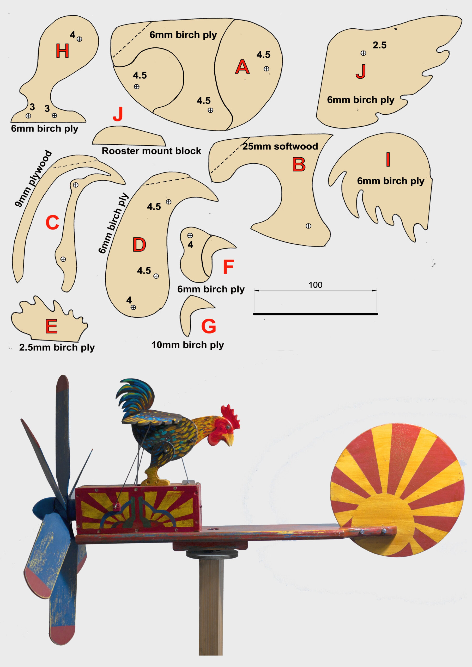 Rooster Whirligig With Templates within Free Printable Paper Whirligig Patterns