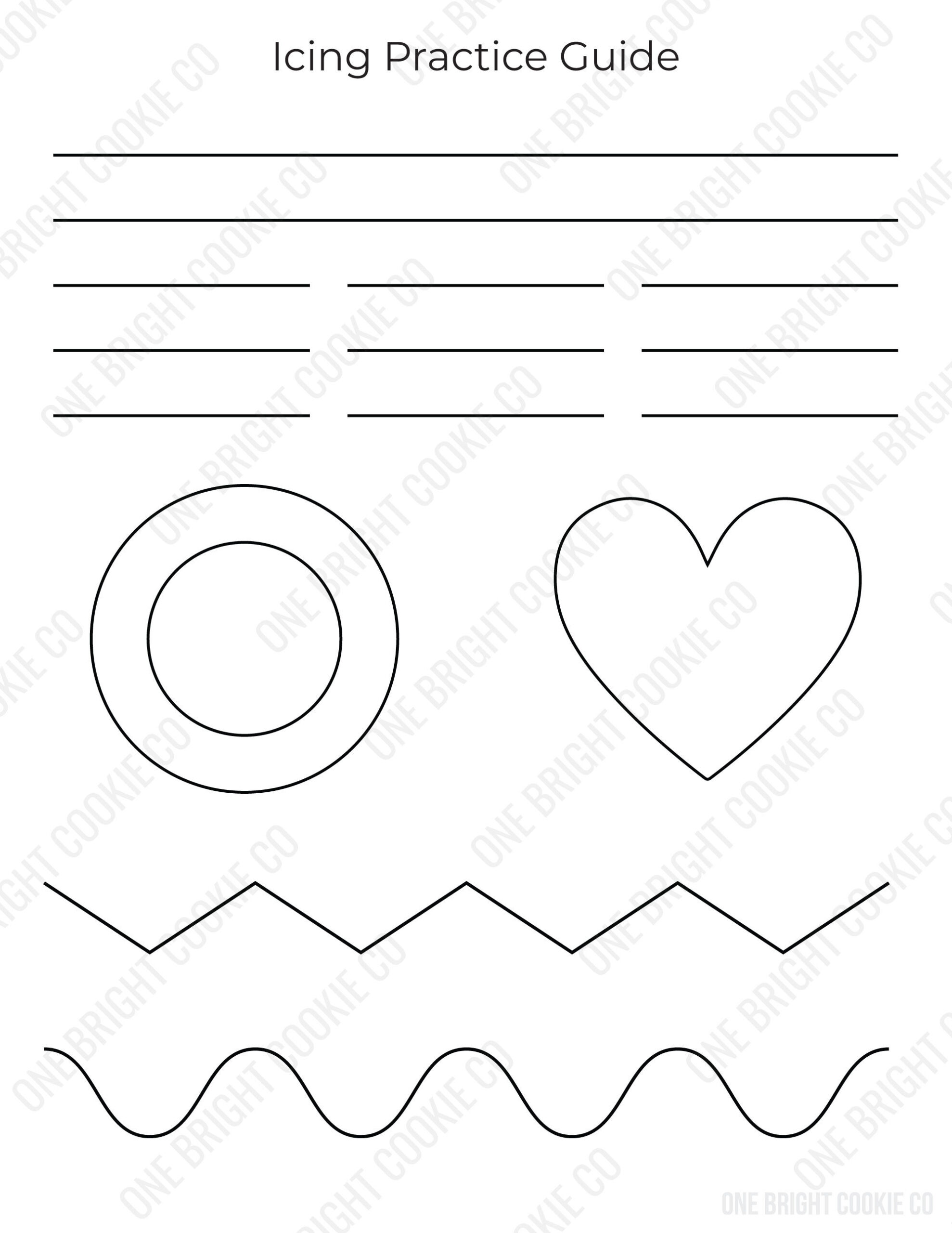 Royal Icing Practice Sheet For Teaching, Cookie Class, Digital for Template Free Printable Icing Practice Sheets