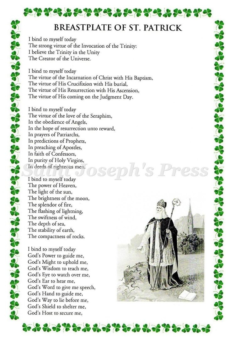 Saint Blissfulness Patrick&amp;#039;S Prayer with St Patrick Breastplate Prayer Printable