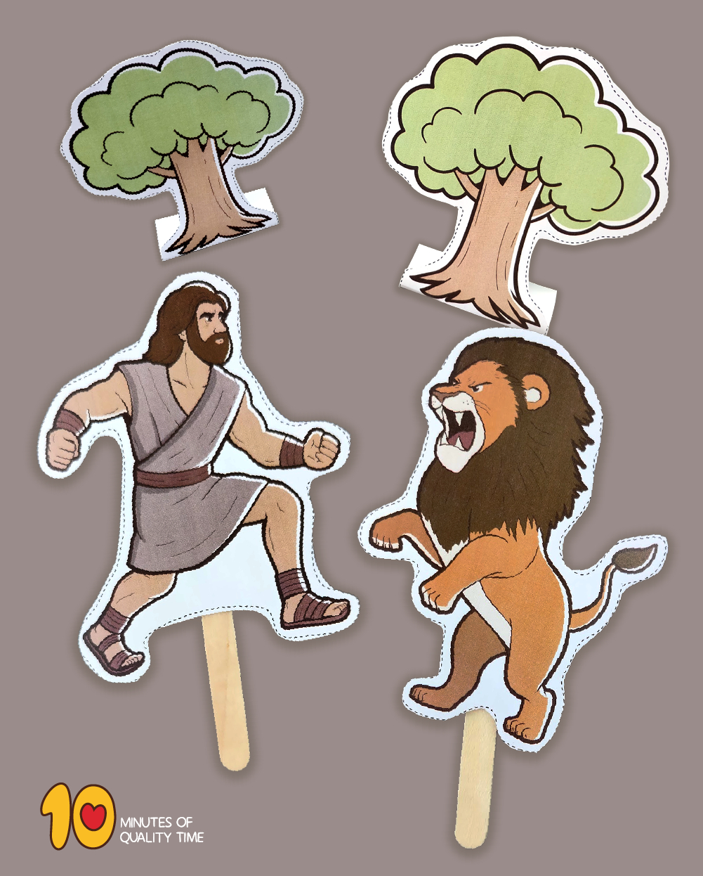 Samson Fighting The Lion – 10 Minutes Of Quality Time with Printable Samson Bible Craft