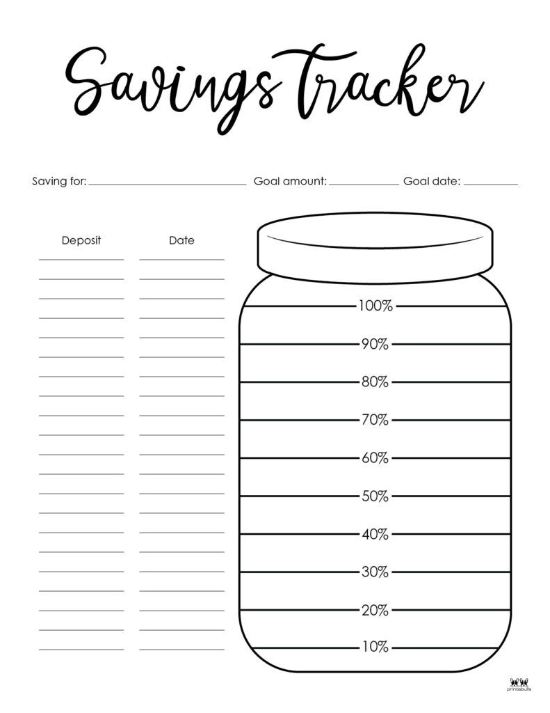 Savings Trackers - 27 Free Printables | Printabulls intended for Free Savings Tracker Printable