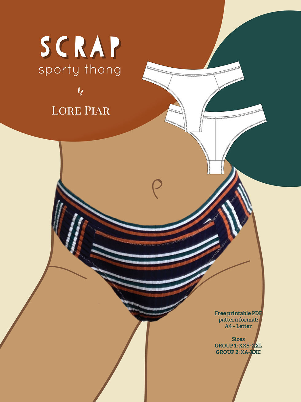 Scrap Sporty Thong Sewing Pattern | Lore Piar in Printable Diy Thong Sewing Pattern