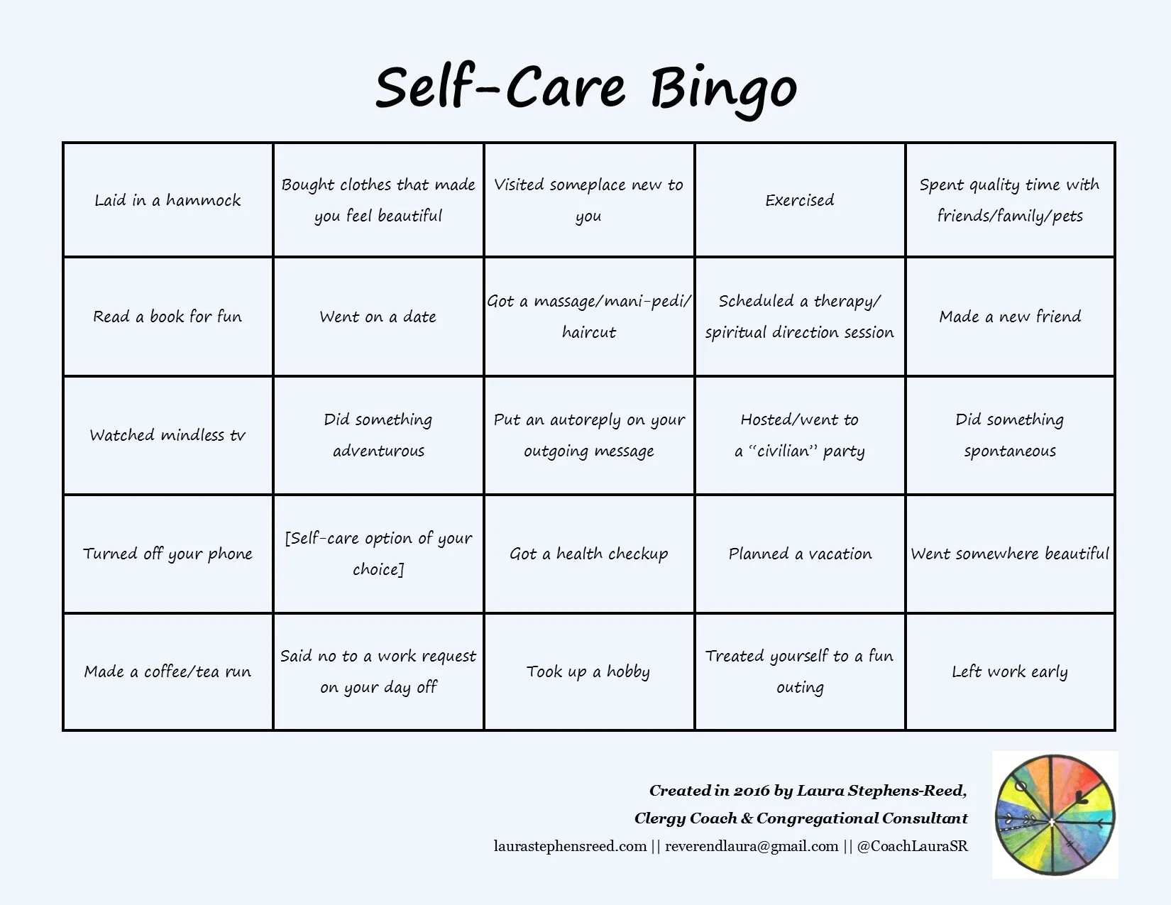 Self-Care Bingo — Laura Stephens-Reed pertaining to Self Care Bingo Cards